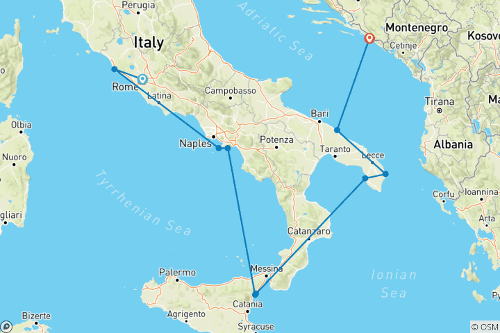 Mapa de Lo más destacado del sur de Italia