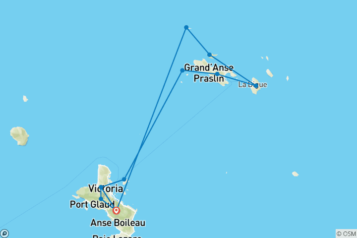 Carte du circuit Charmes tropicaux des Seychelles 2028-2029