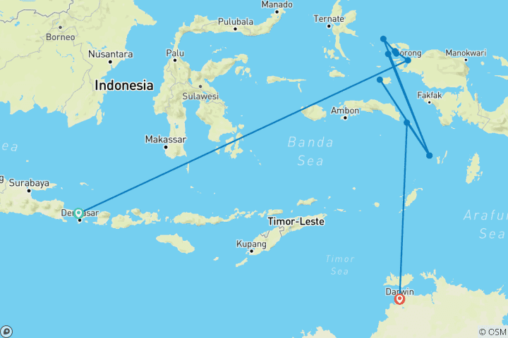 Carte du circuit Aventure en Papouasie occidentale et aux Raja Ampat