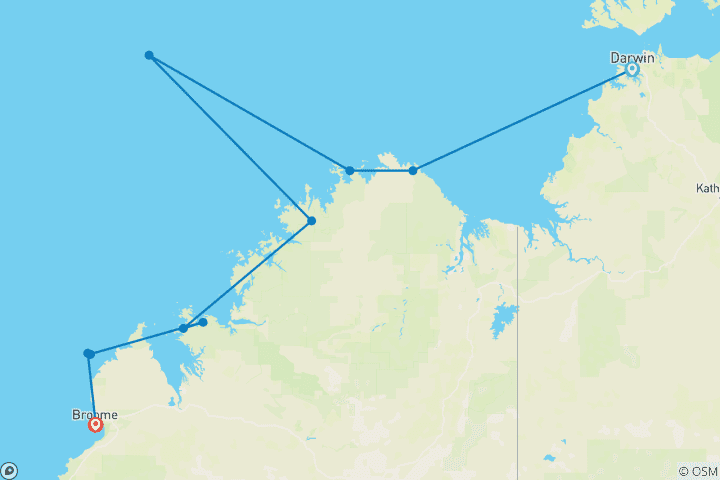 Map of Australia’s Kimberley Coast: Darwin to Broome