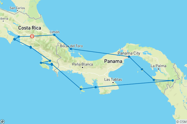 Mapa de Costa Rica, Panamá del Pacífico al Atlántico a través del Canal de Panamá 2029