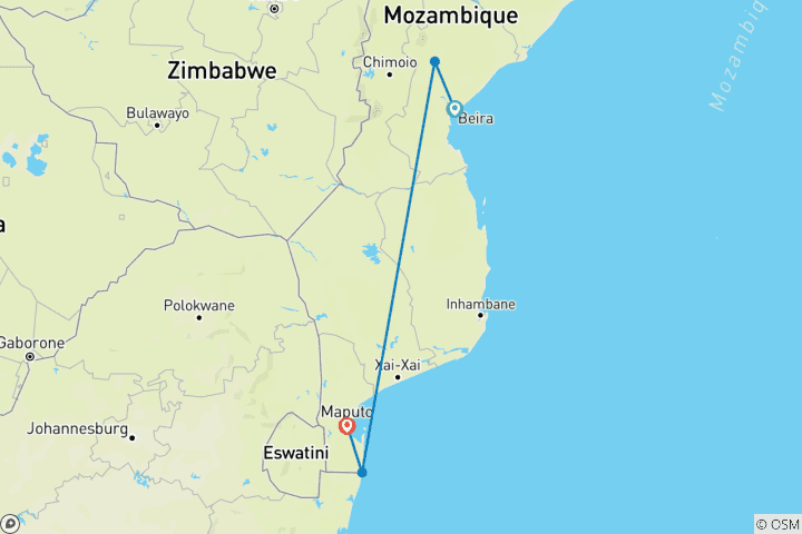 Map of Re-Wilding in Mozambique with Dolphins and Pangolins