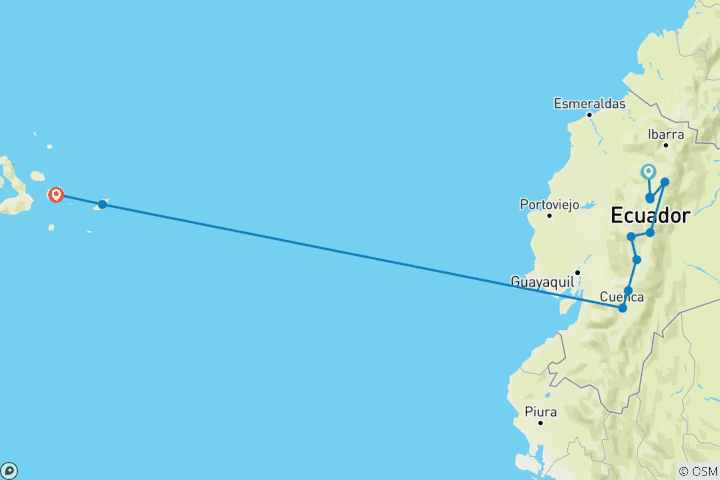 Karte von Ecuador und Galápagos - ein Land voller Wunder