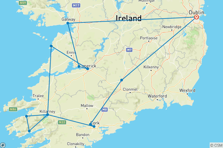 Carte du circuit Le goût de l'Irlande en autotour - 7 jours/6 nuits