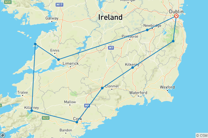 Mapa de Escapada de lujo de 8 días a Irlanda - Viaje en grupo reducido