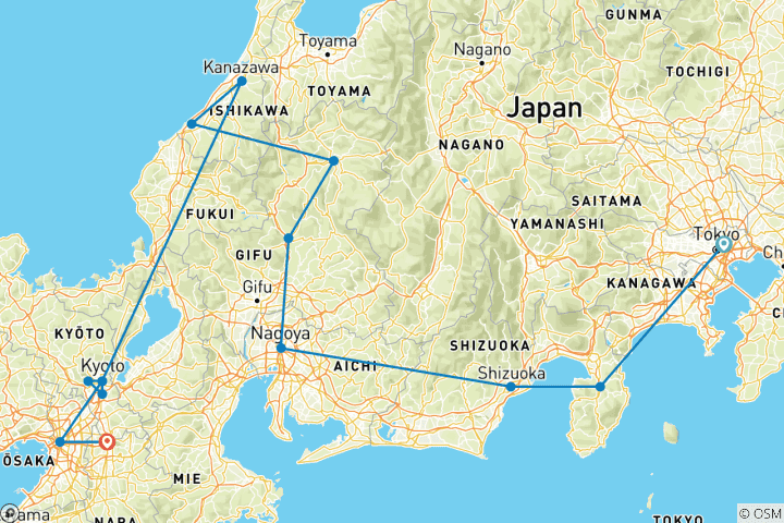 Carte du circuit Merveilles du Japon - Petit groupe (Petits groupes)