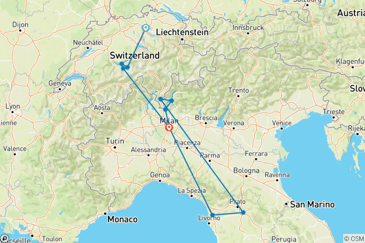 Map of 7 Days Zurich and Milano