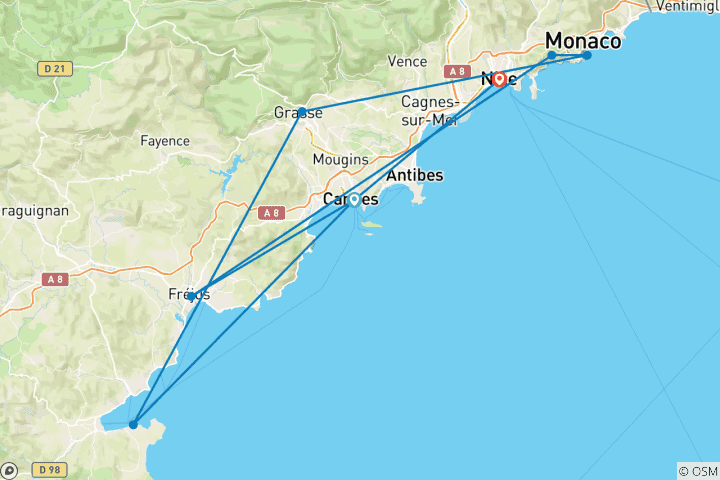Map of Côte d'Azur - Action, Relaxation and Beach