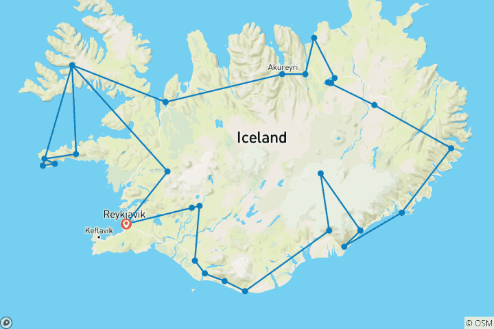 Karte von Naturwunder von Island - Kleine Gruppe (Kleine Gruppen)