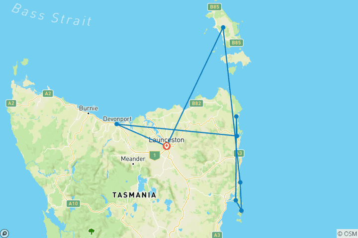 Mapa de Tasmania y Explorador de la Isla Flinders (Grupos Pequeños, Fin de Launceston)
