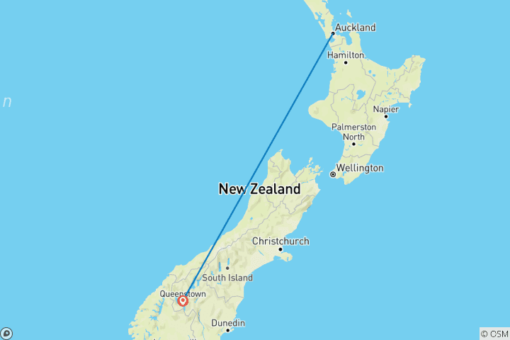 Carte du circuit Aventure en Nouvelle-Zélande - Influencer et inspirer