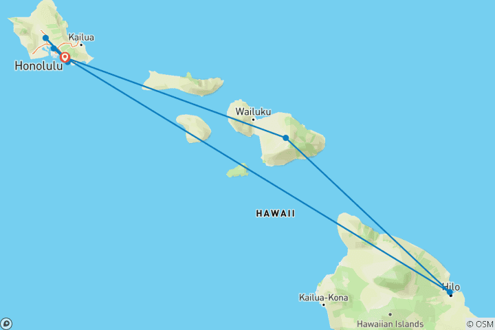 Mapa de EE.UU.: Hawai Clásico - Oahu e Isla de los Sueños - 6 Días
