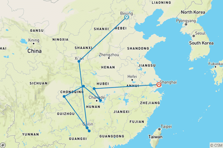 Karte von China Impression Journey - 13 Tage