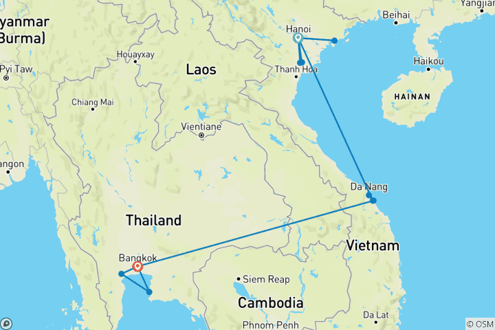 Carte du circuit Grand Horizons Vietnam & Thaïlande - 14 jours