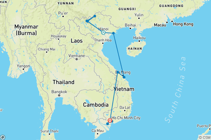 Mapa de Vietnam a fondo: 13 días