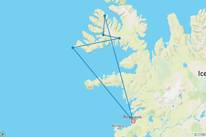 Mapa de Islandia: Aventura en los Fiordos Occidentales - 3 DÍAS/2 NOCHES
