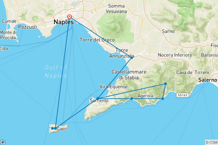 Carte du circuit Escapade privée à Sorrente et Capri