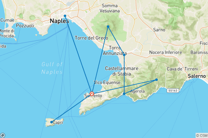 Carte du circuit Les saveurs de la côte amalfitaine