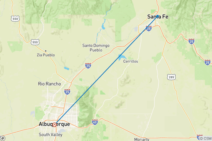 Karte von New Mexico – 6 Tage: Albuquerque Balloon Fiesta und die Höhepunkte von Santa Fe