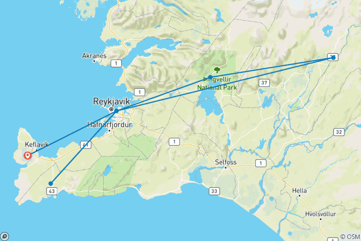 Mapa de Explorador del eclipse solar en Islandia - 5 días