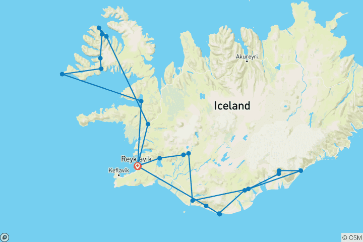 Carte du circuit Expédition de la côte sud aux fjords de l'ouest - 6 jours