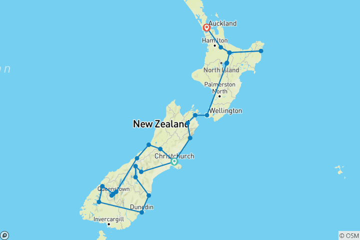 Karte von Das Beste von Neuseeland – 14 Tage