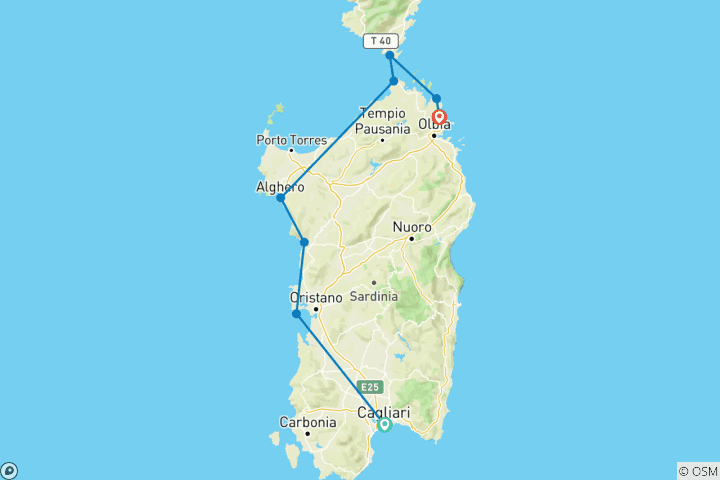 Carte du circuit Une escapade en Sardaigne - 8 jours