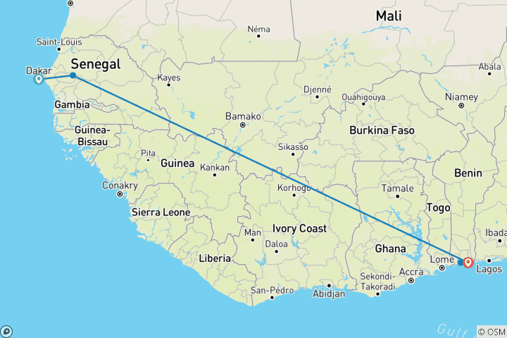 Carte du circuit Circuit « Foi et patrimoine » en Afrique de l'Ouest : 10 jours / 9 nuits