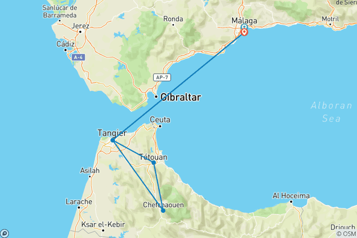 Map of From Costa del Sol: 5-Day Costa del Sol & Andalusian Medinas