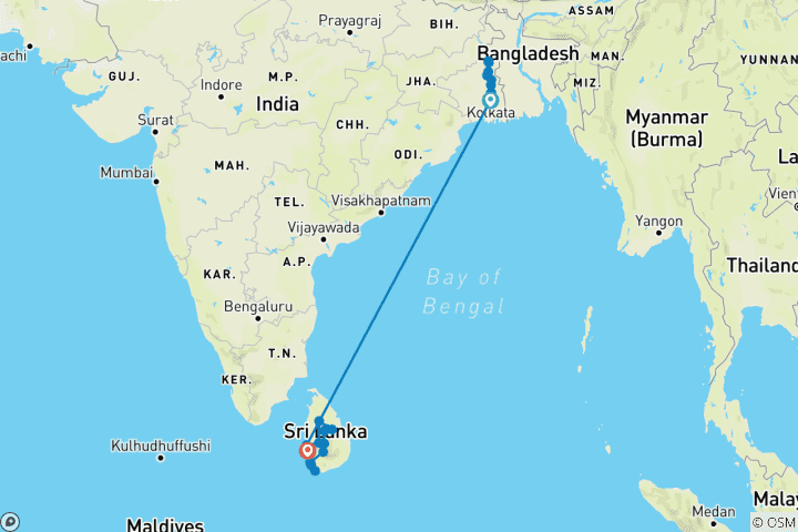 Map of Luxury Lower Ganges River Cruise & Ultimate Sri Lanka