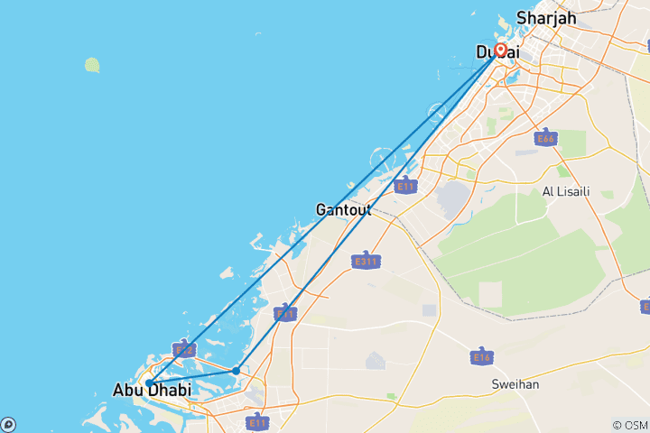 Carte du circuit Itinéraire des incontournables des Émirats arabes unis – 3 jours