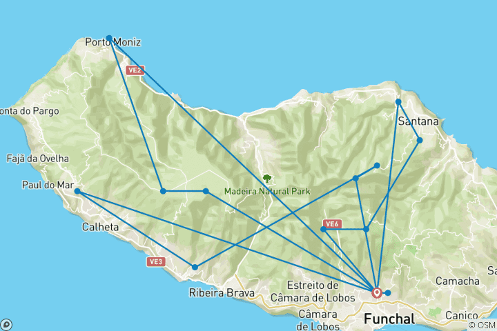 Karte von Madeira - 8 Tage Erlebnisreise aktiv