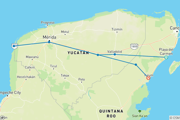 Map of Premium Mexico Yucatan Highlights (8 destinations)