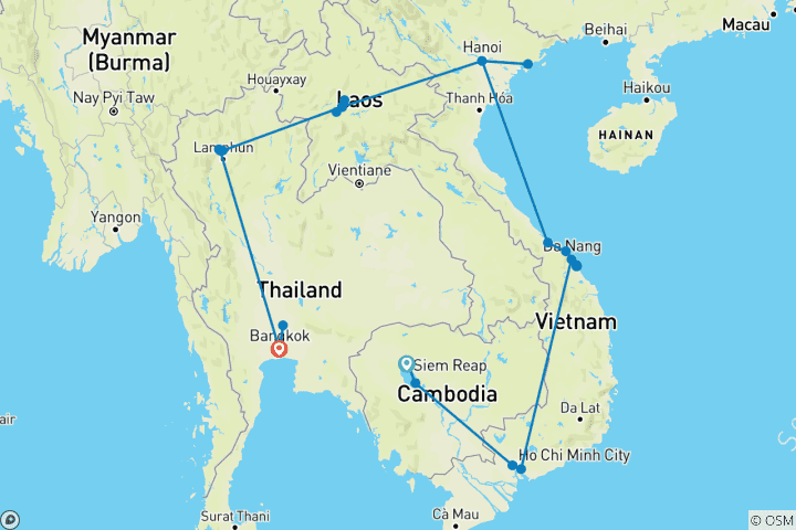 Karte von Kambodscha, Vietnam, Laos und Thailand
