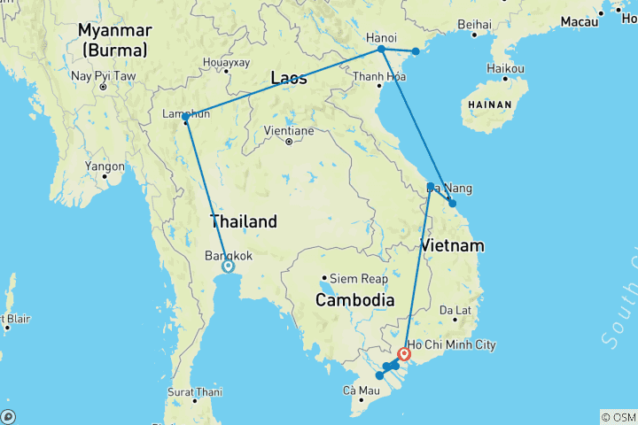 Carte du circuit Circuit « Les sourires de la Thaïlande et du Vietnam » - 16 jours
