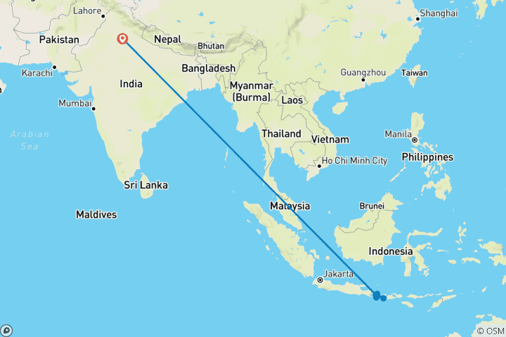 Karte von Entdecken Sie die „Straight Line“-Reise nach Bali
