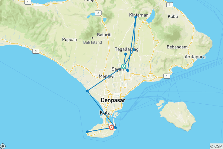 Karte von Inselwelt Bali & Ozeanträume (inkl Flug)