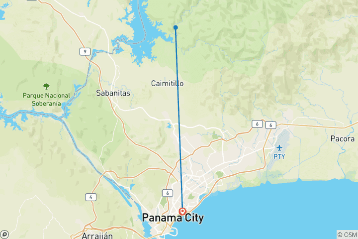 Kaart van 5 dagen Cultureel Panama