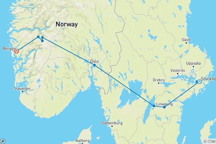 Map of Premium Sweden and Norway (10 destinations)