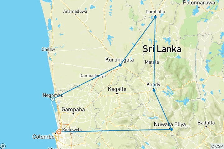 Carte du circuit Premium Sri Lanka (from Negombo to Colombo)