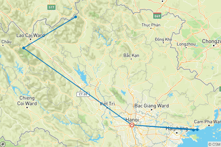 Map of Northern Vietnam 5-Day Tour – Hanoi, Sapa & Ha Long Bay