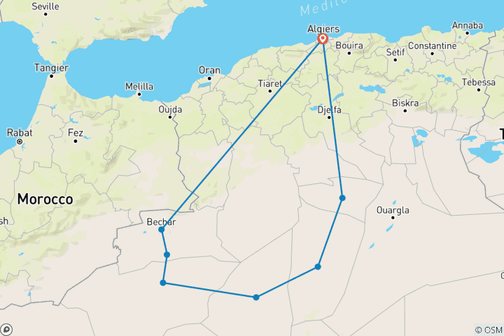 Carte du circuit Circuit personnalisé de 10 jours en Algérie avec « Sahara Hidden Treasures » (privé)