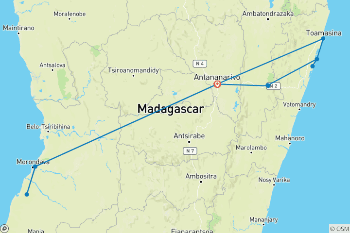 Karte von Madagaskar: Entspannt erleben