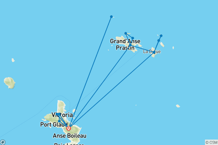 Map of Seychelles 10-Day Island Hopping Tour | Mahé, Praslin & La Digue