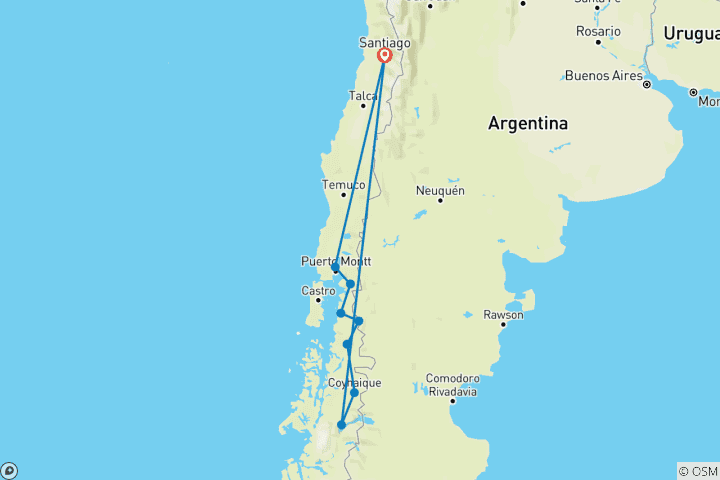 Map of Epic Patagonia Self Drive - Carretera Austral (15 days)