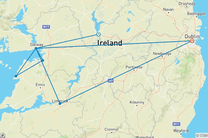 Map of Dublin, Galway and surroundings
