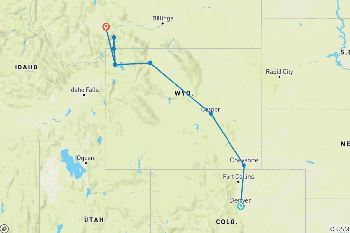 Mapa de Yellowstone y la región de Big Sky