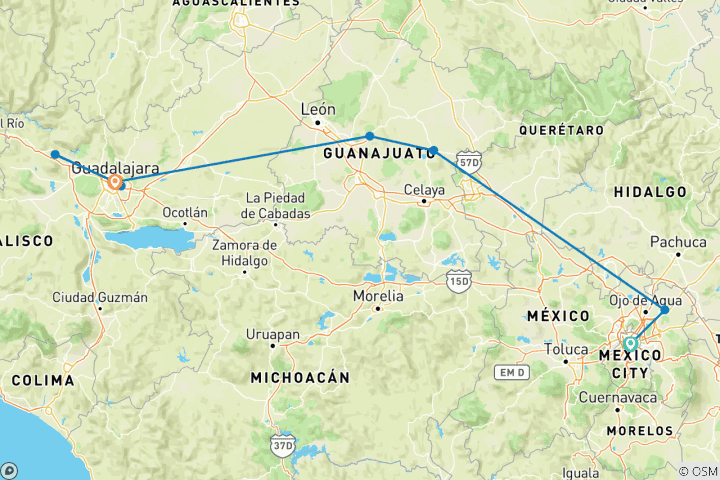 Carte du circuit Le cœur du Mexique