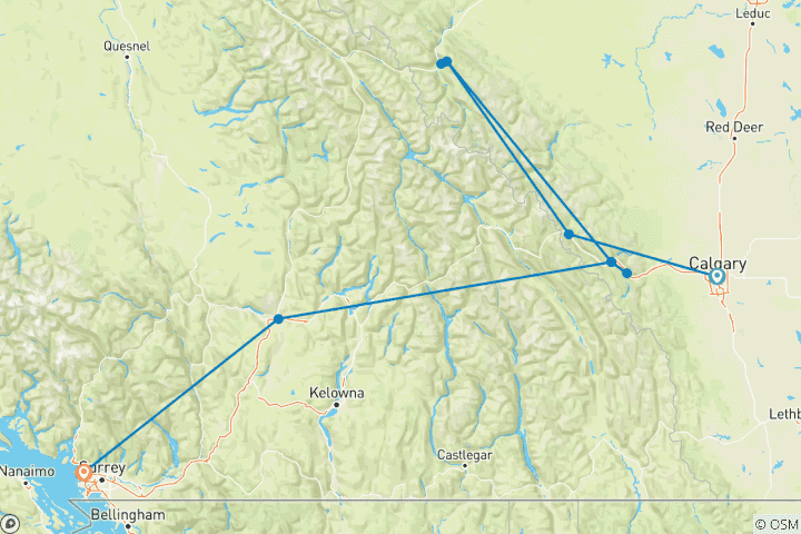 Kaart van De Canadese Rockies (Rocky Mountaineer GoldLeaf)