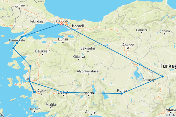 Kaart van Schatten van Turkije – 11 dagen